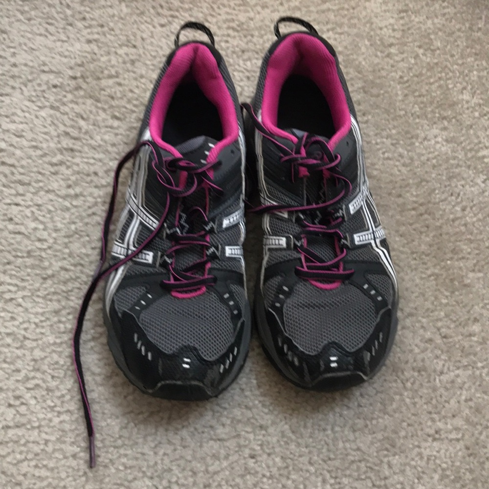 ASICS Gray/Pink Tennis Shoes
